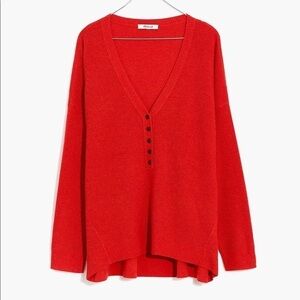 Madewell asherton waffle Henley sweater heather poppy red